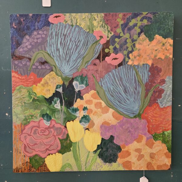 mixed media abstract flowers art