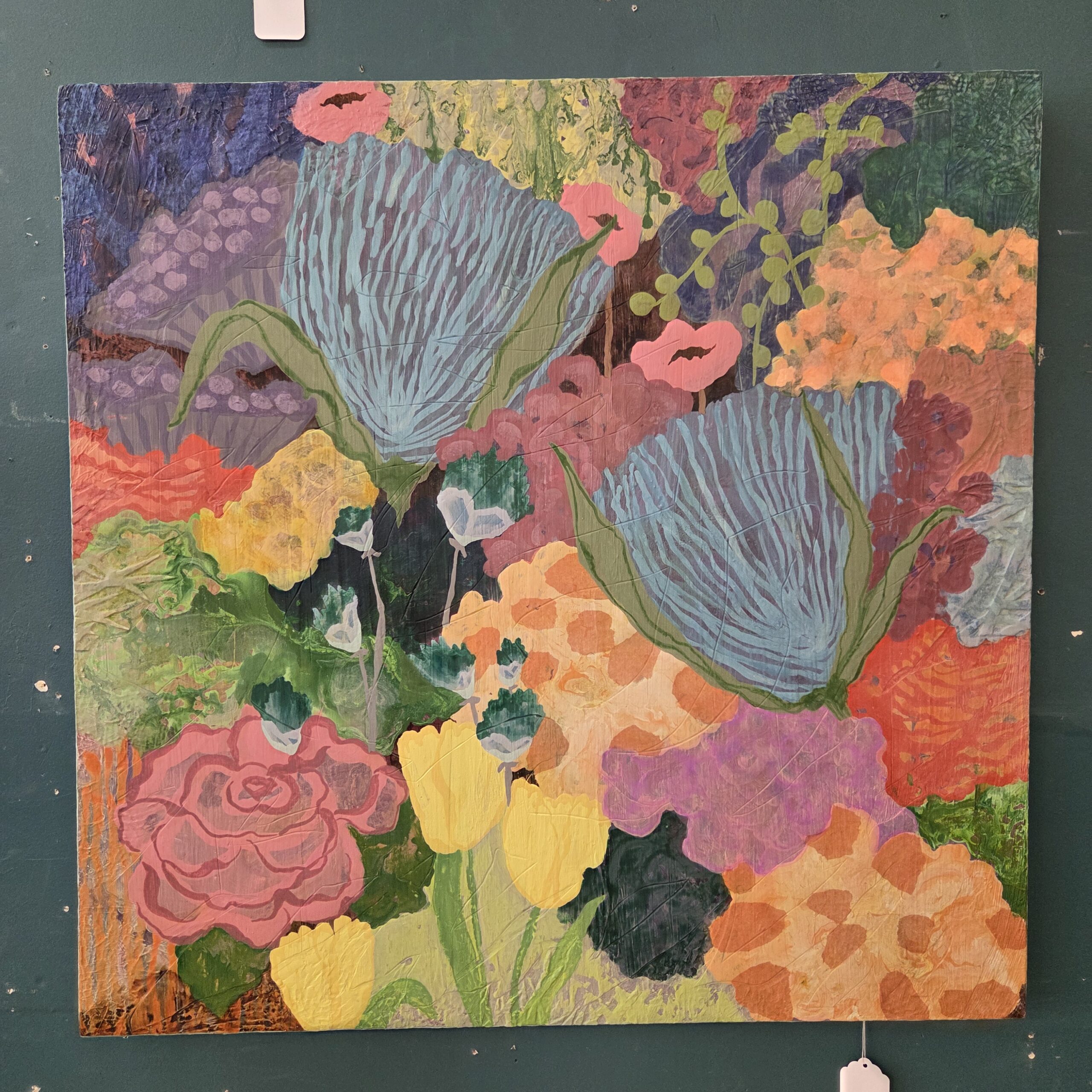 mixed media abstract flowers art