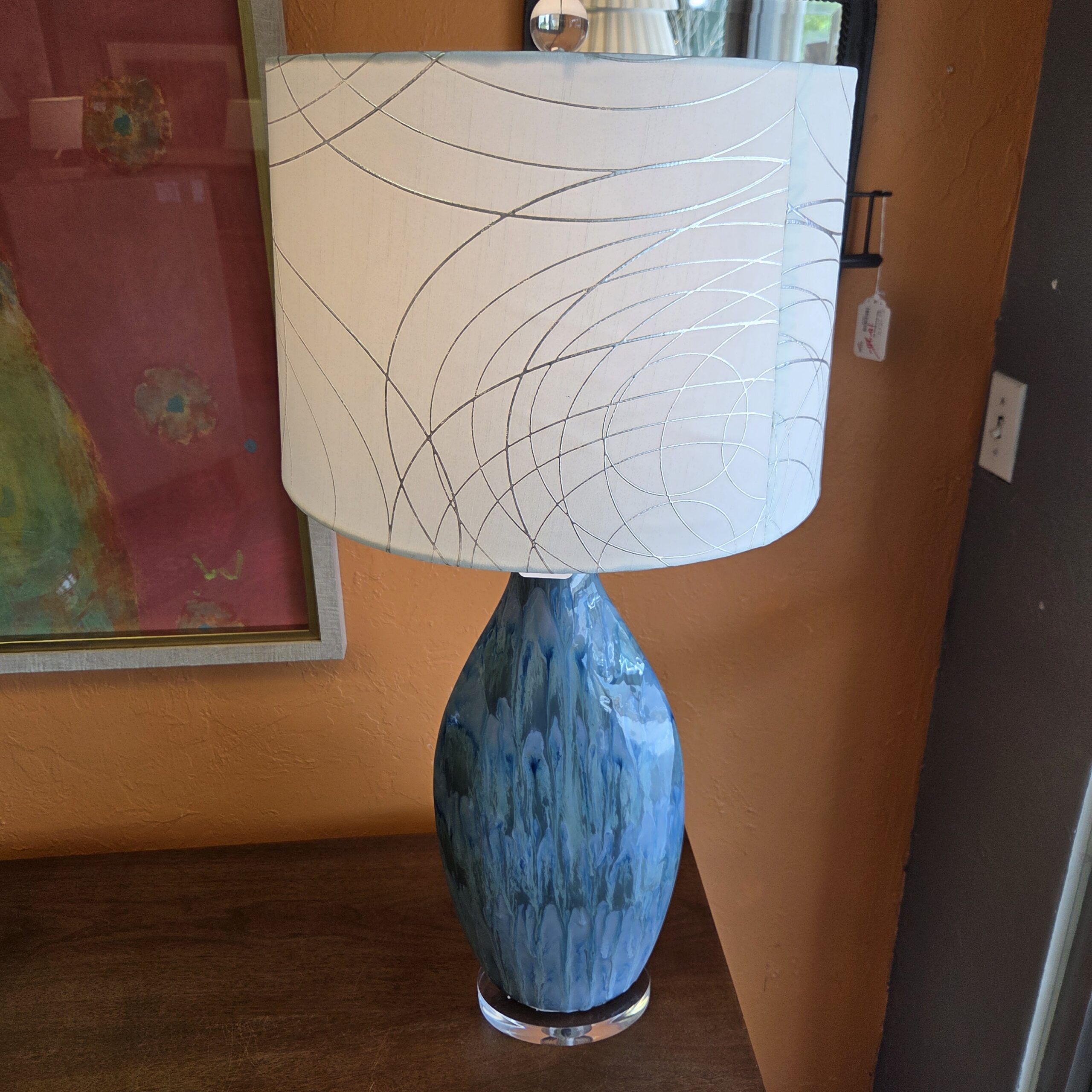drippy blue effect table lamp