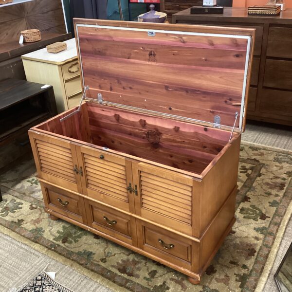 vintage lane louvered tall cedar chest