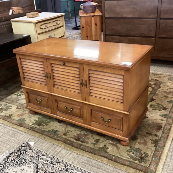 vintage lane louvered tall cedar chest