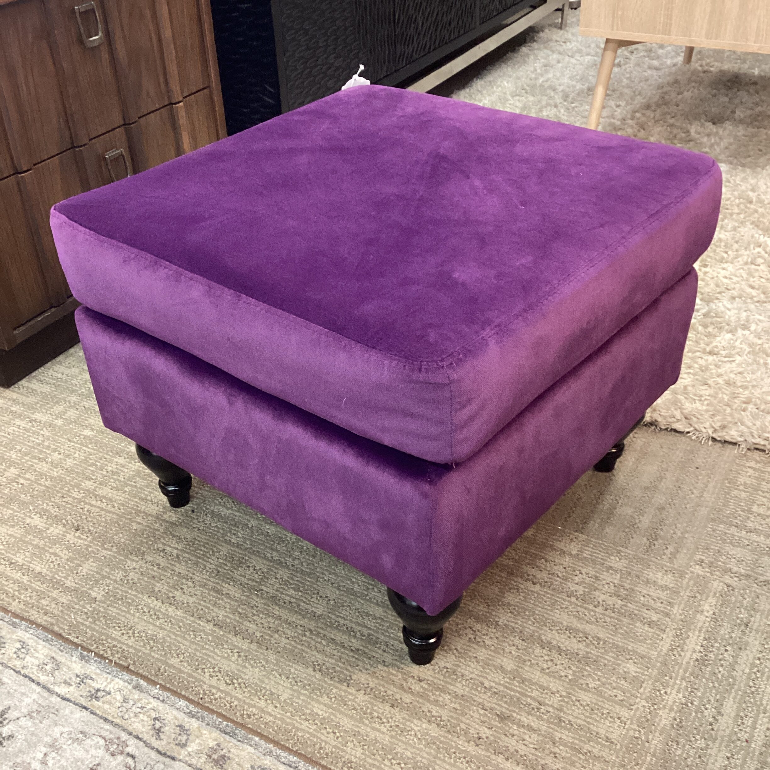 purple microfiber ottoman