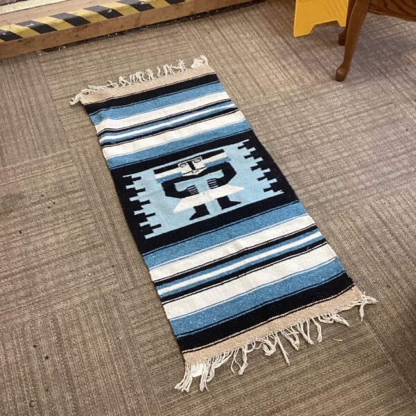 blue & black figure design rug