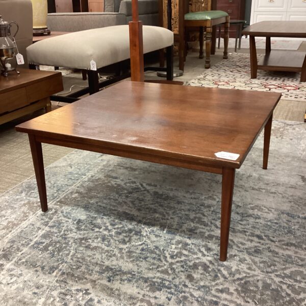 mcm dark wood square coffee table
