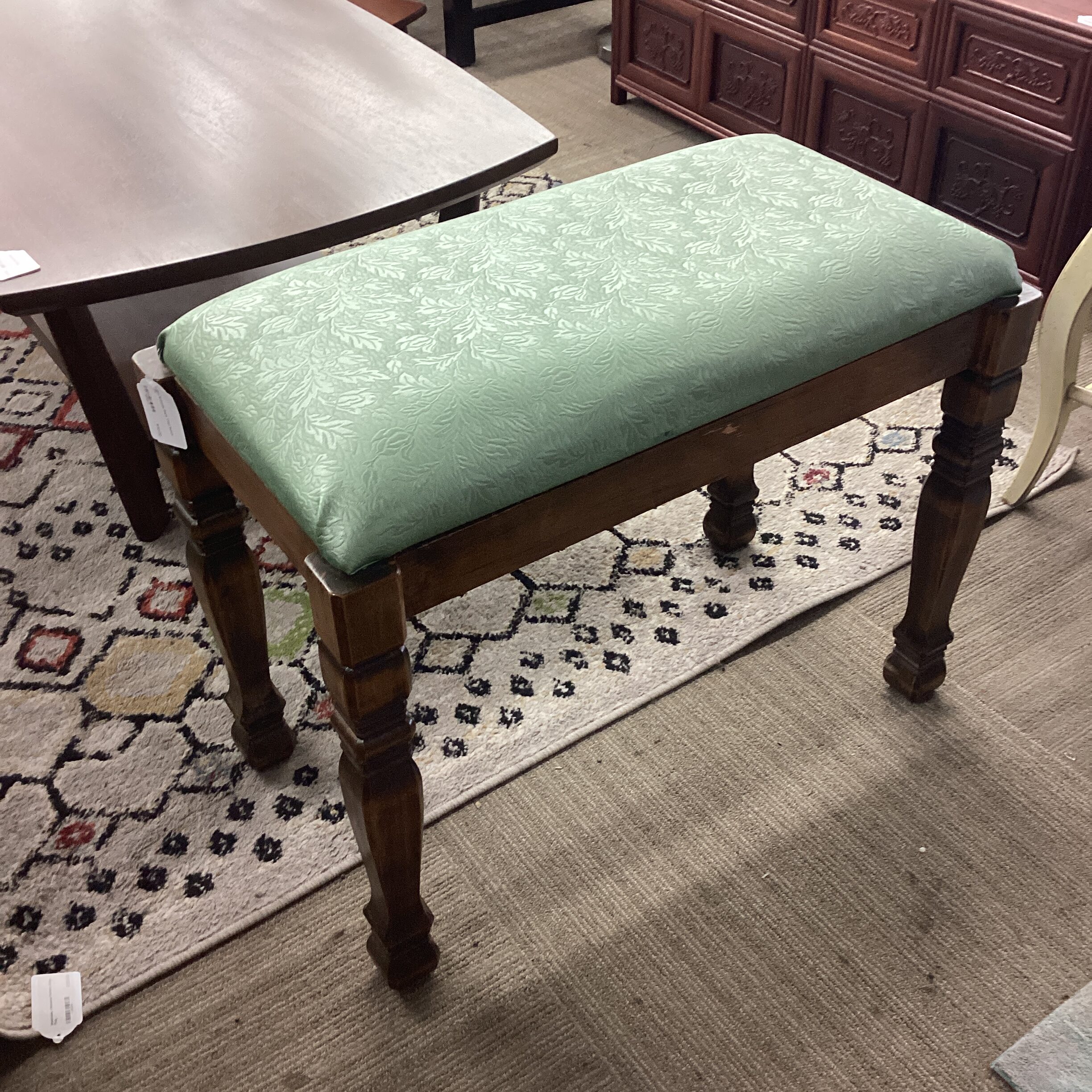 mint brocade style vinyl bench
