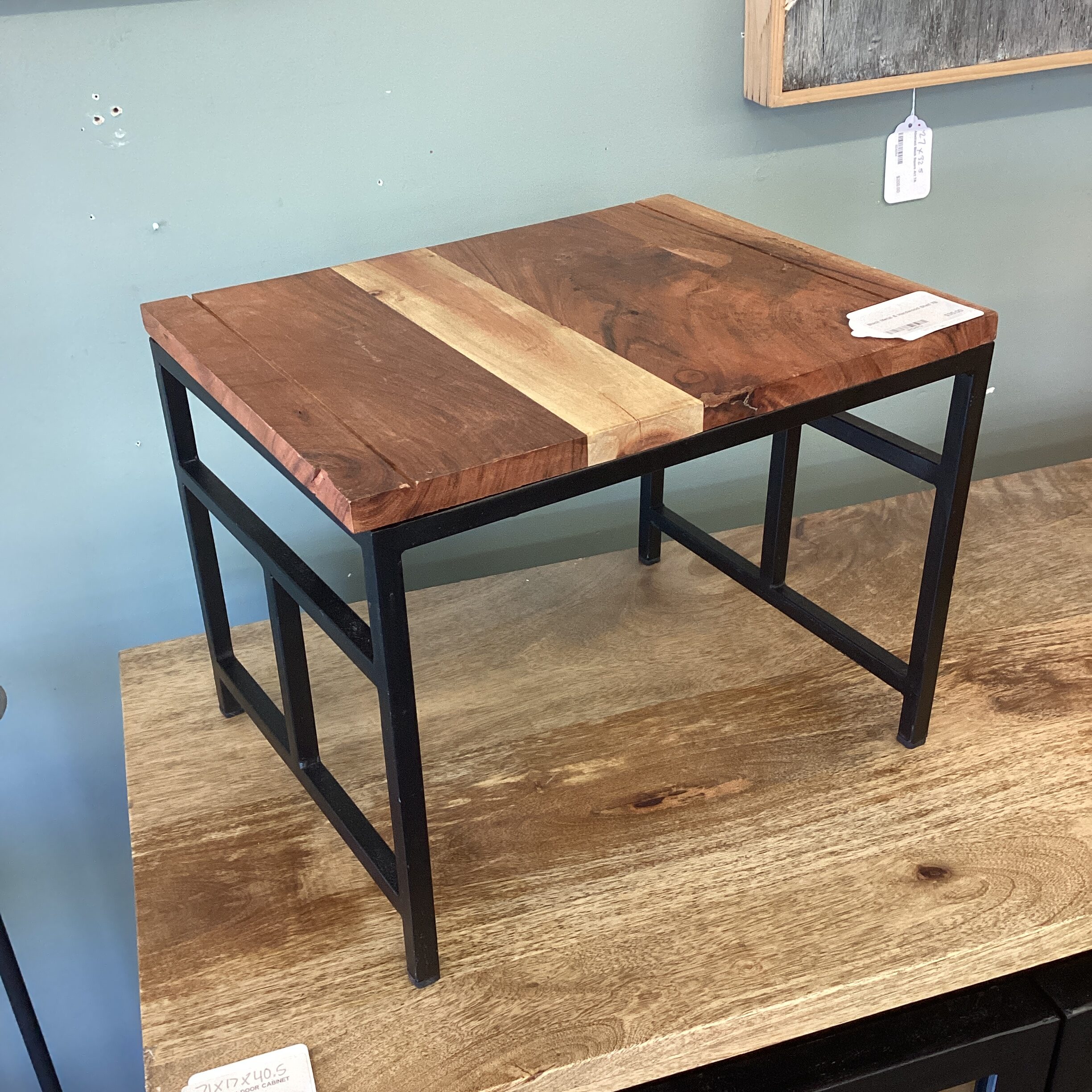 black metal & hardwood shelf