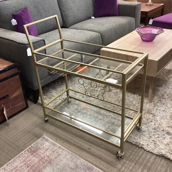 metal & glass bar cart