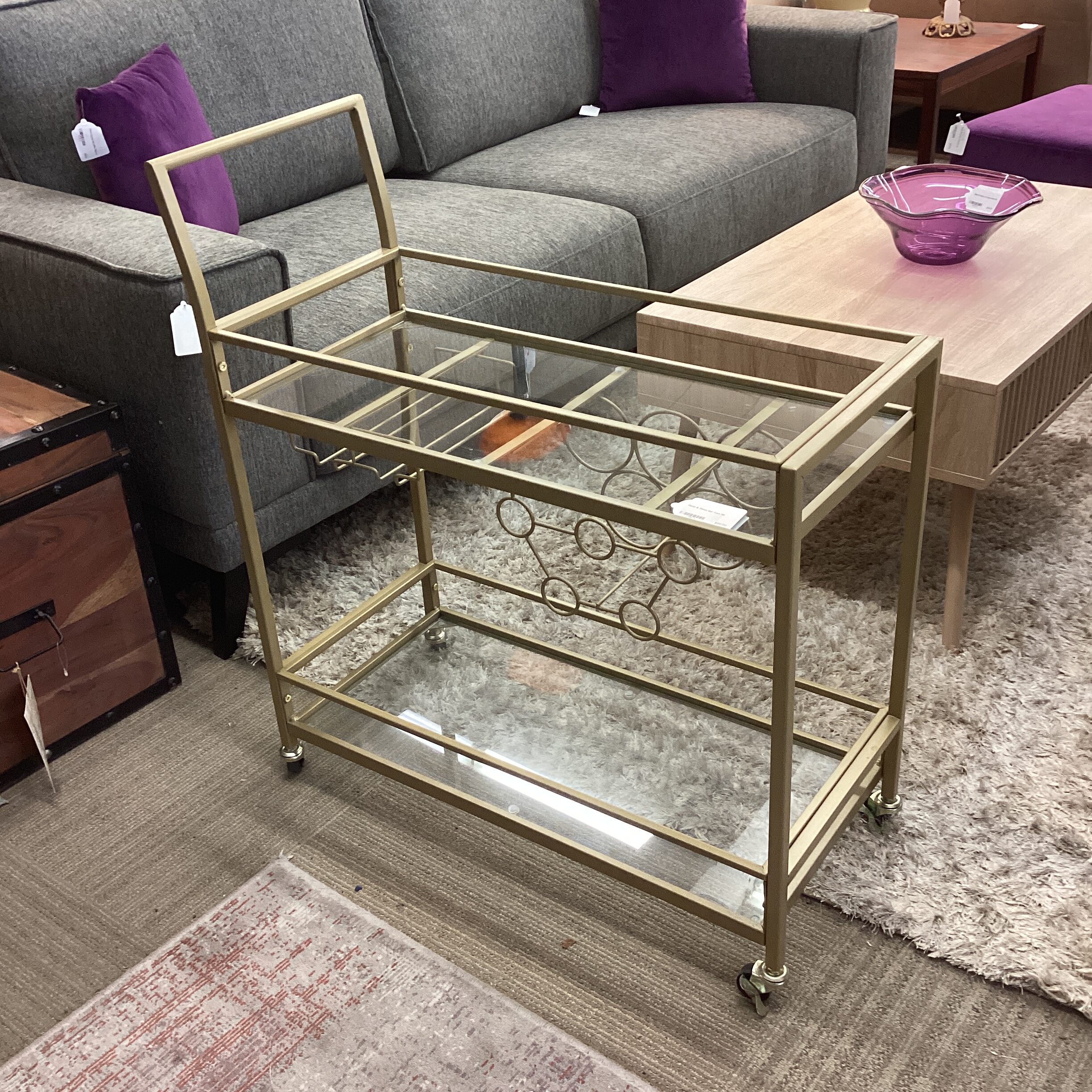 metal & glass bar cart