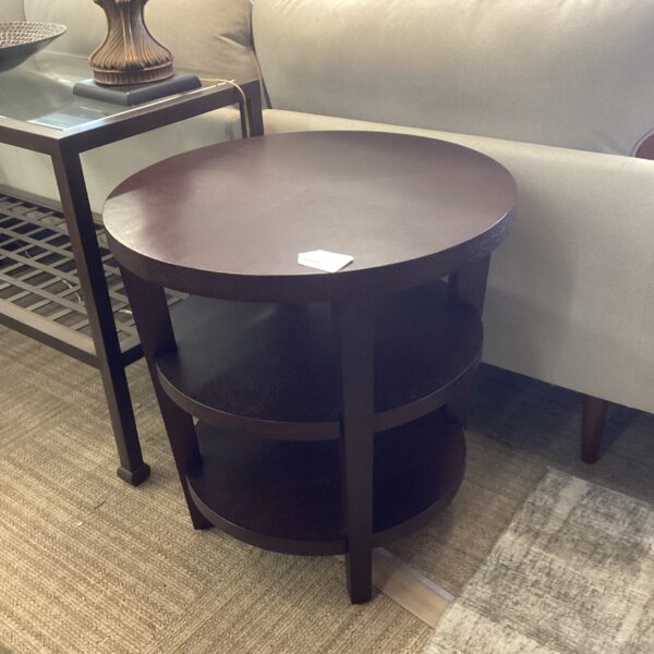 round espresso 3tier side table