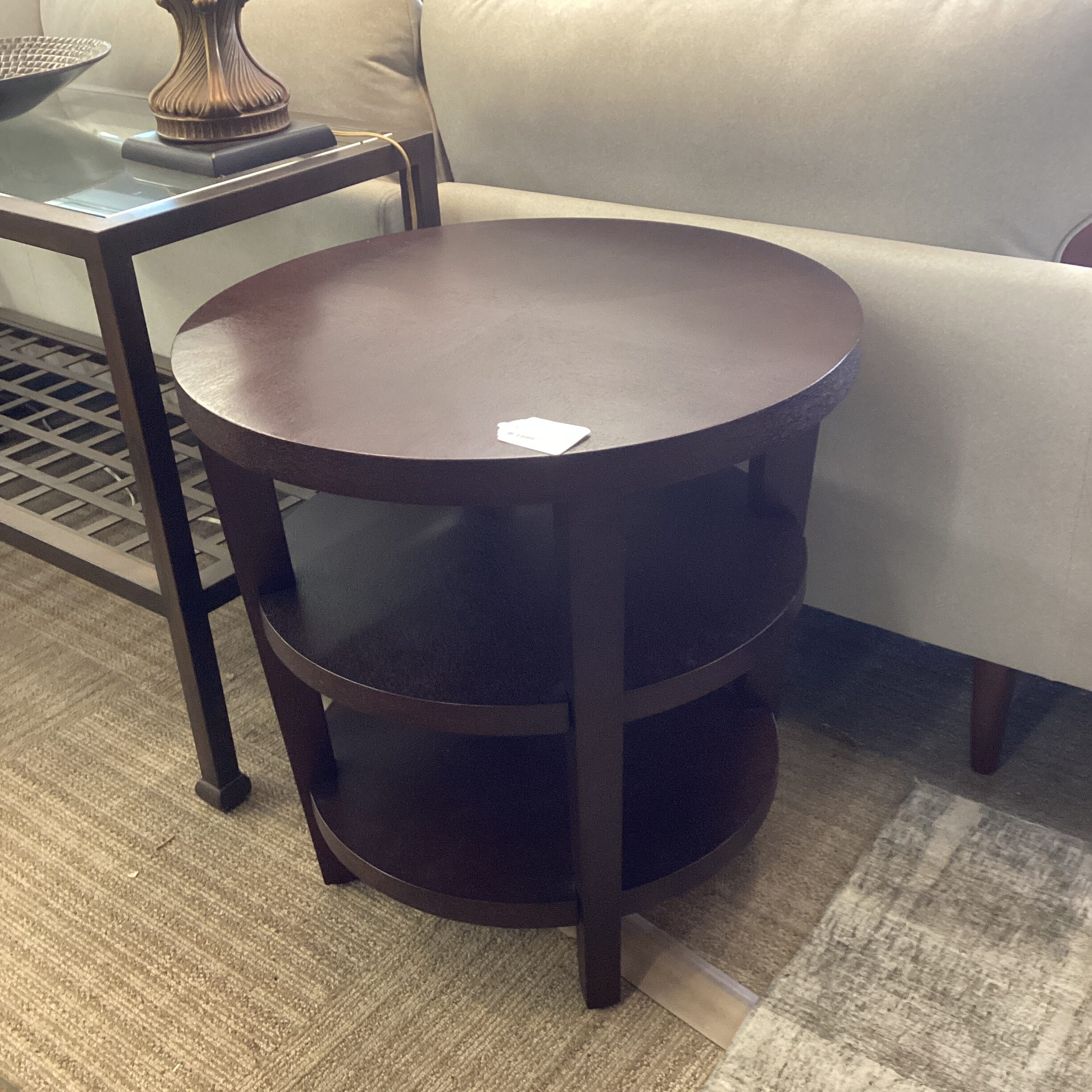 round espresso 3tier side table