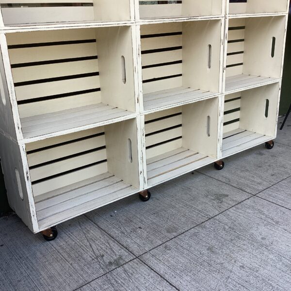 rolling 13 cubby crate shelves