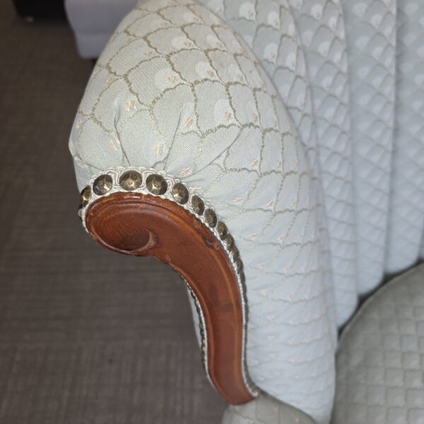 antique seafoam channel back armchair