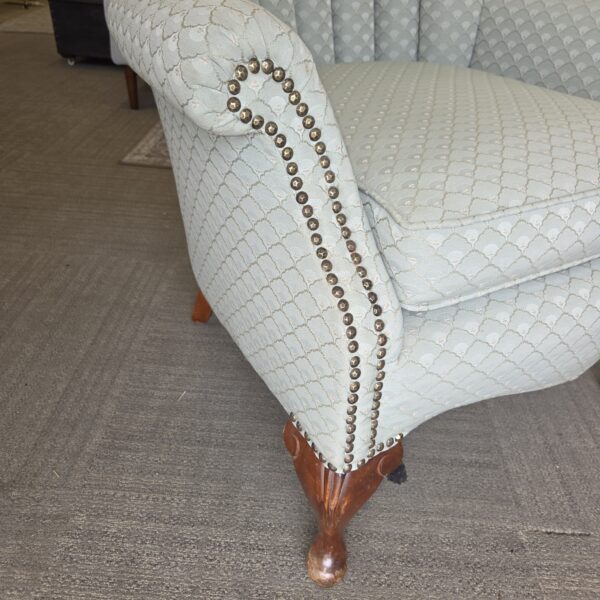 antique seafoam channel back armchair