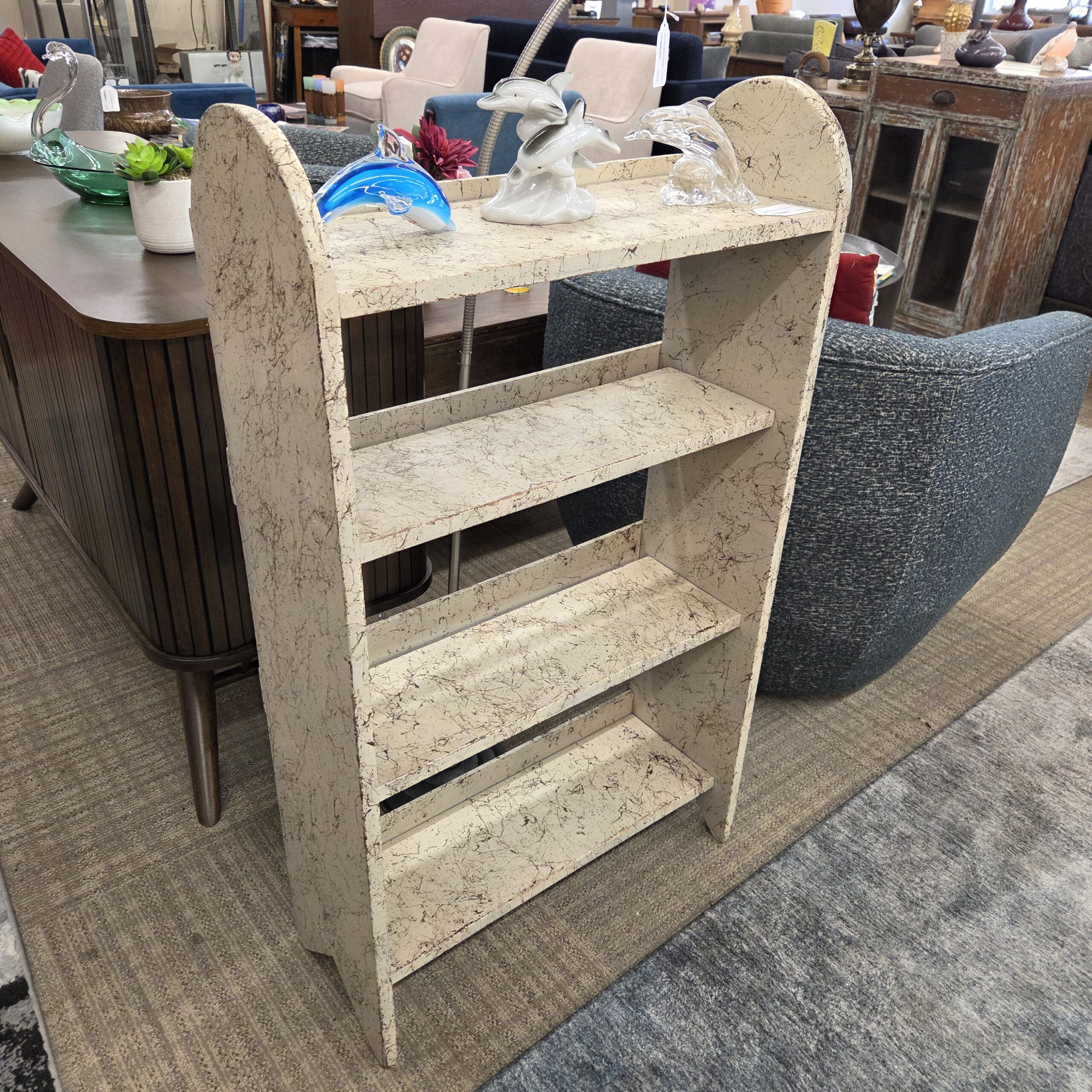 vintage splatter paint bookcase