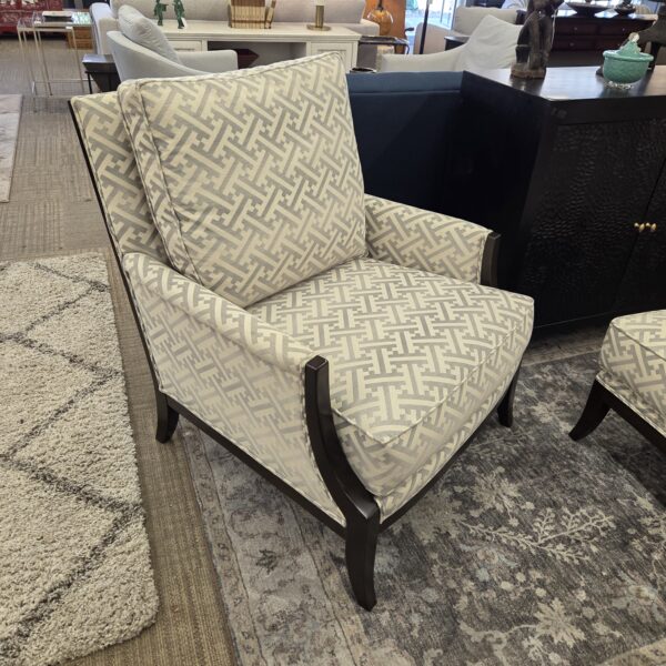 ethan allen geometric wood armchair