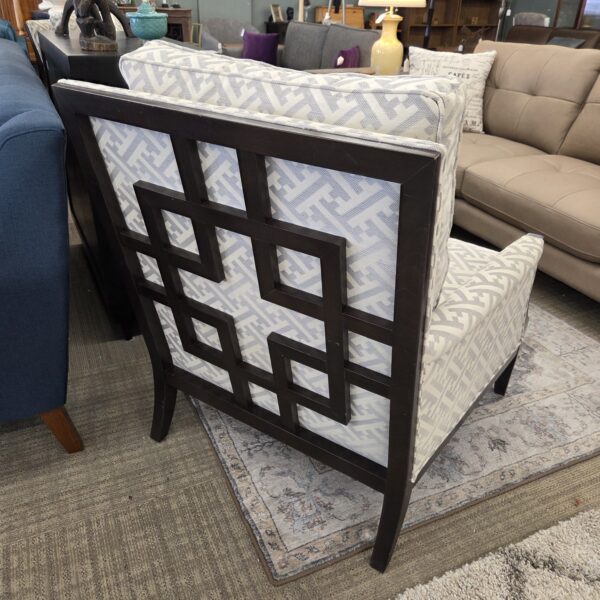 ethan allen geometric wood armchair