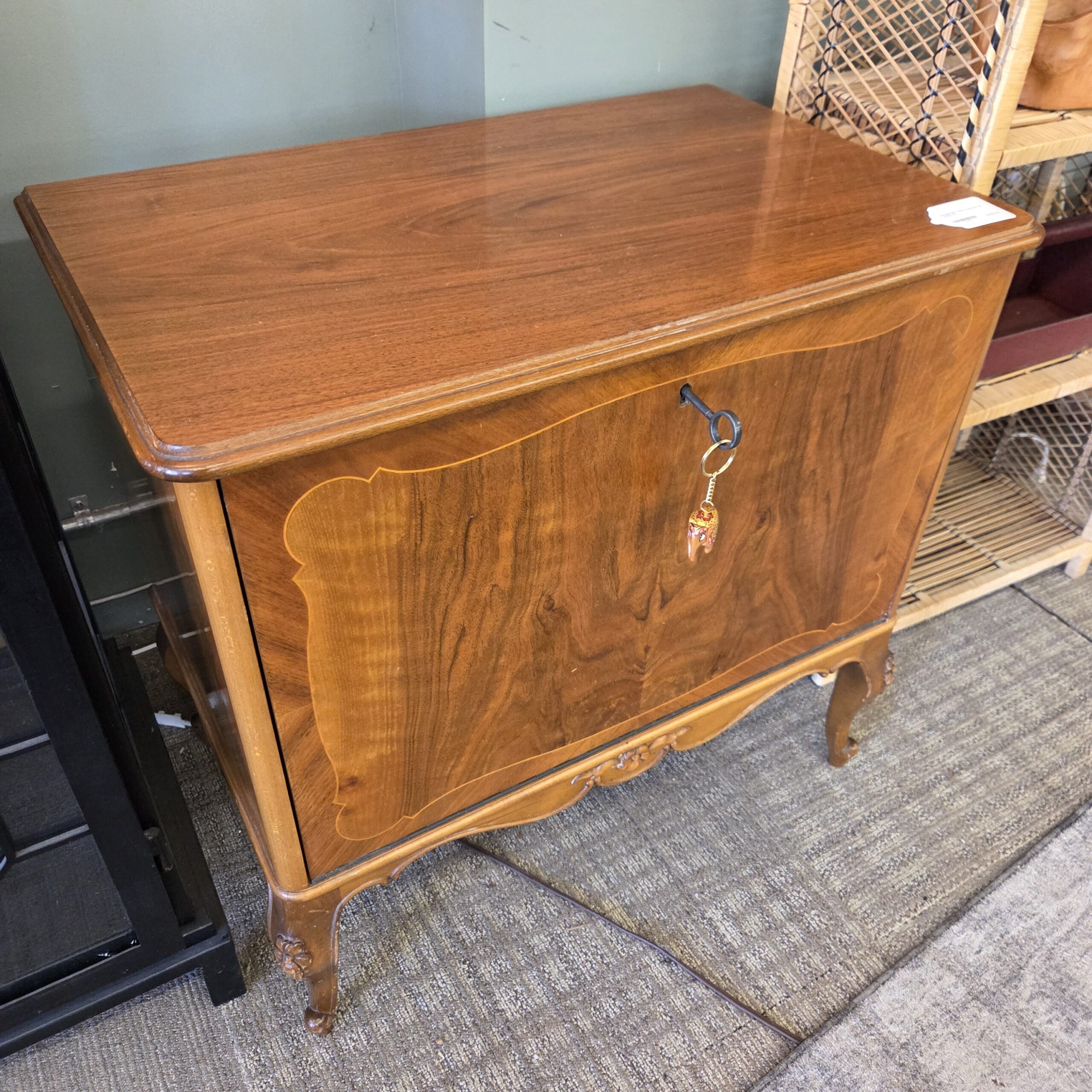 vintage burl cabrio leg flat file cabinet