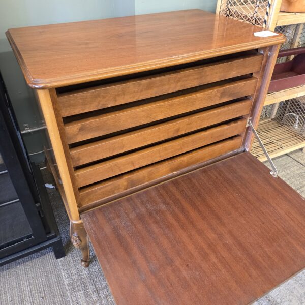 vintage burl cabrio leg flat file cabinet