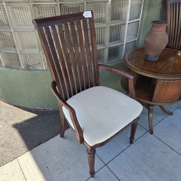 turned leg slat back wood armchair