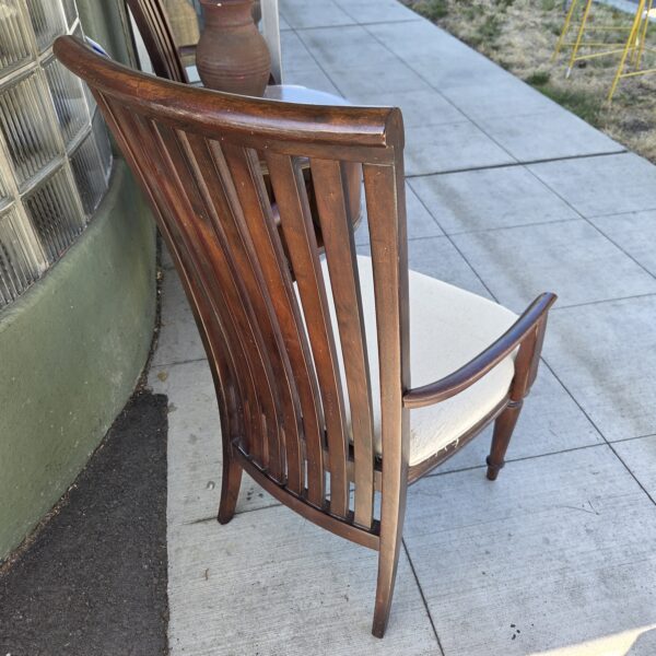 turned leg slat back wood armchair