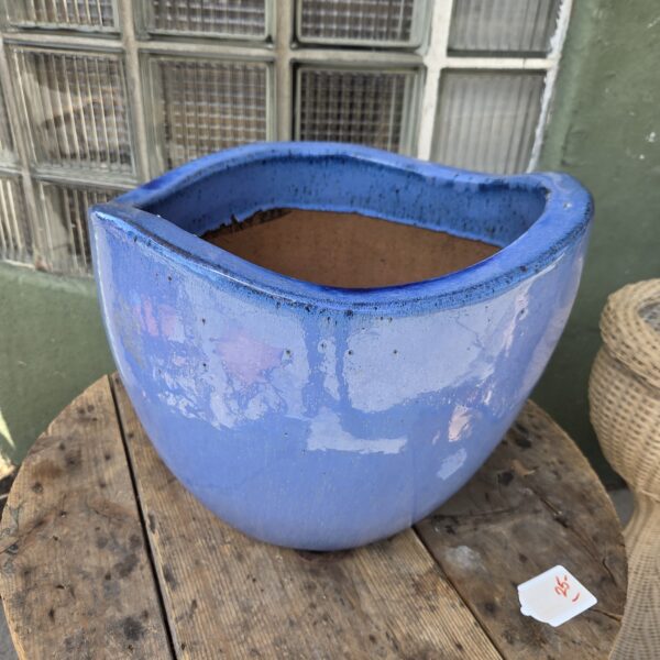 bright blue glaze ceramic planter