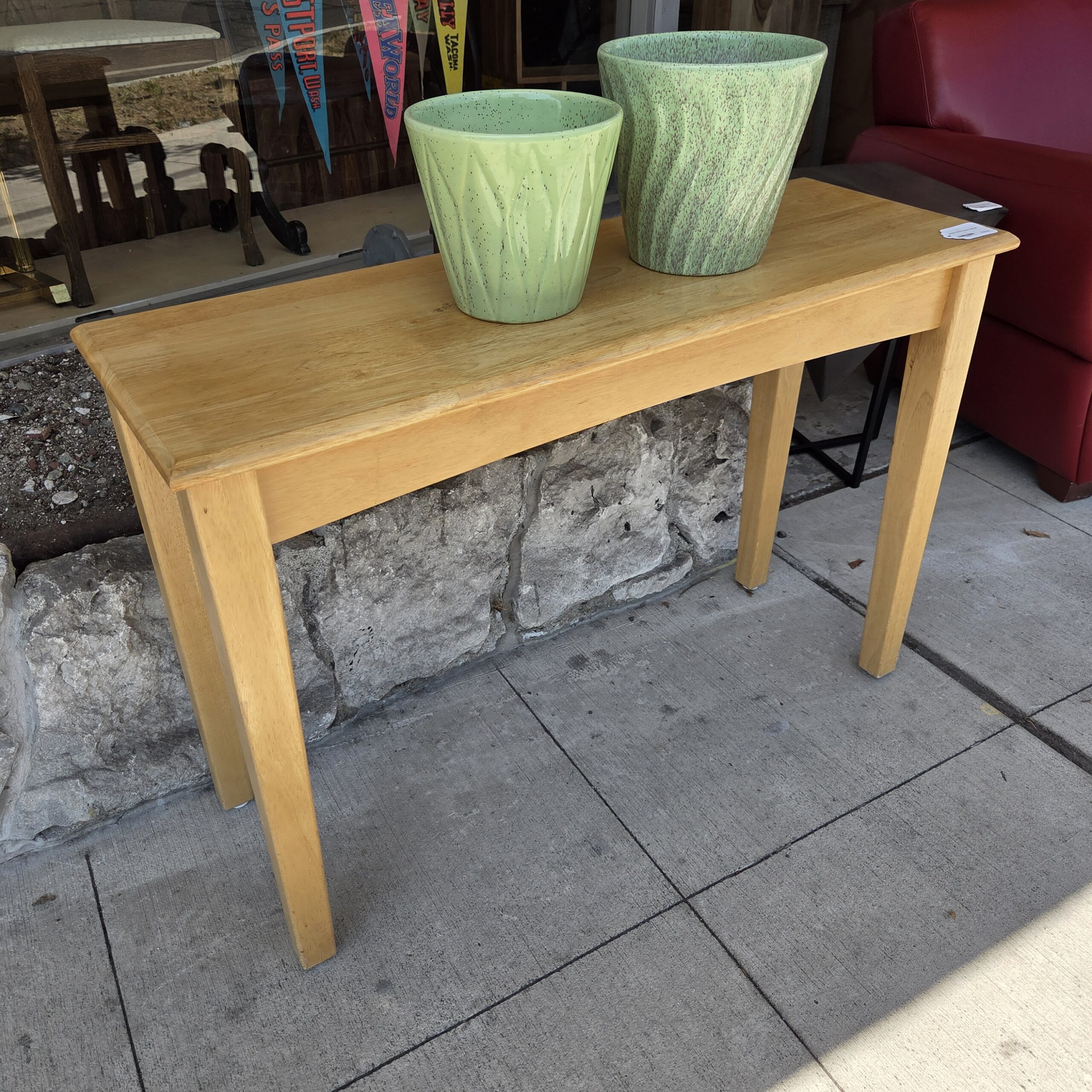 blonde wood console table