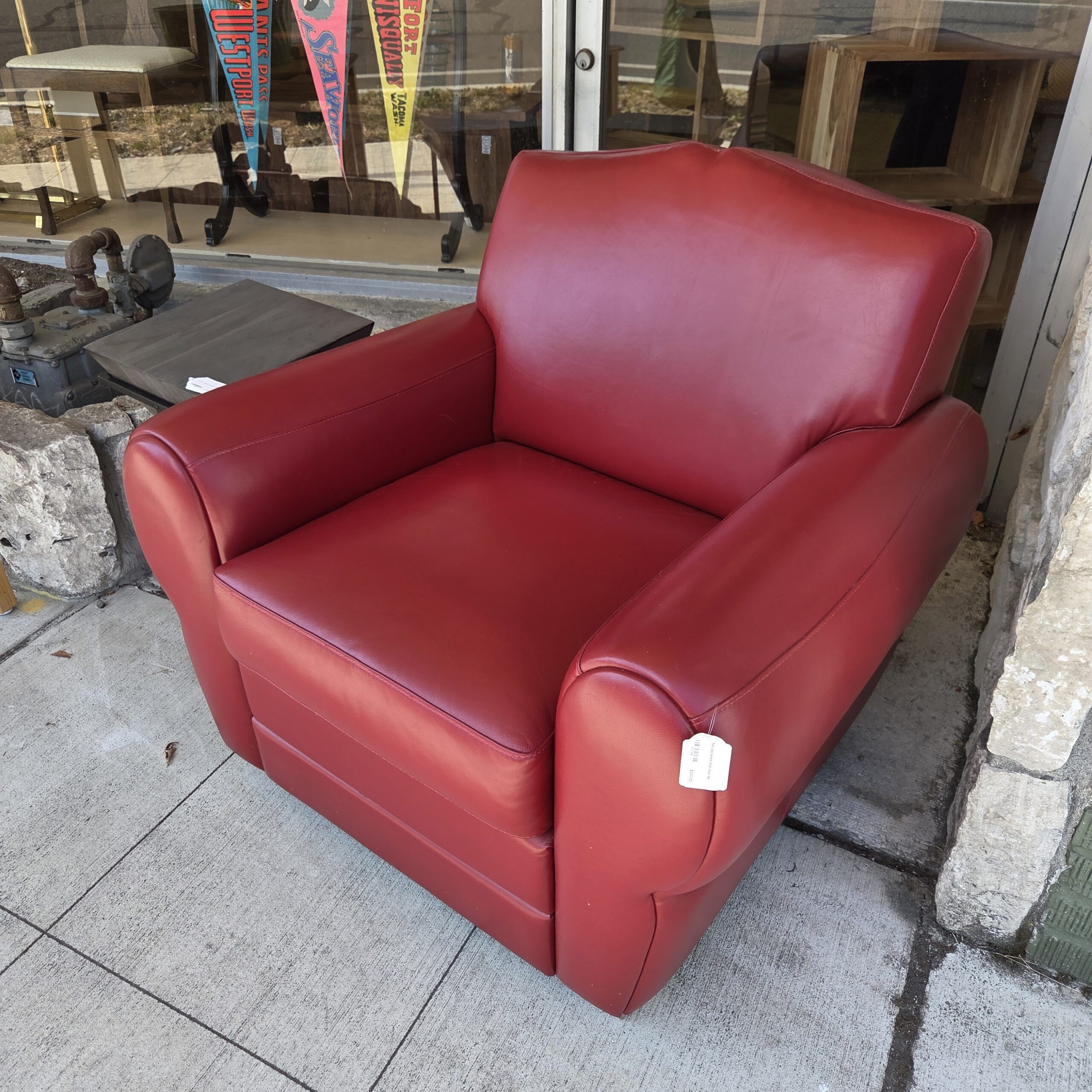 red leatherette club chair