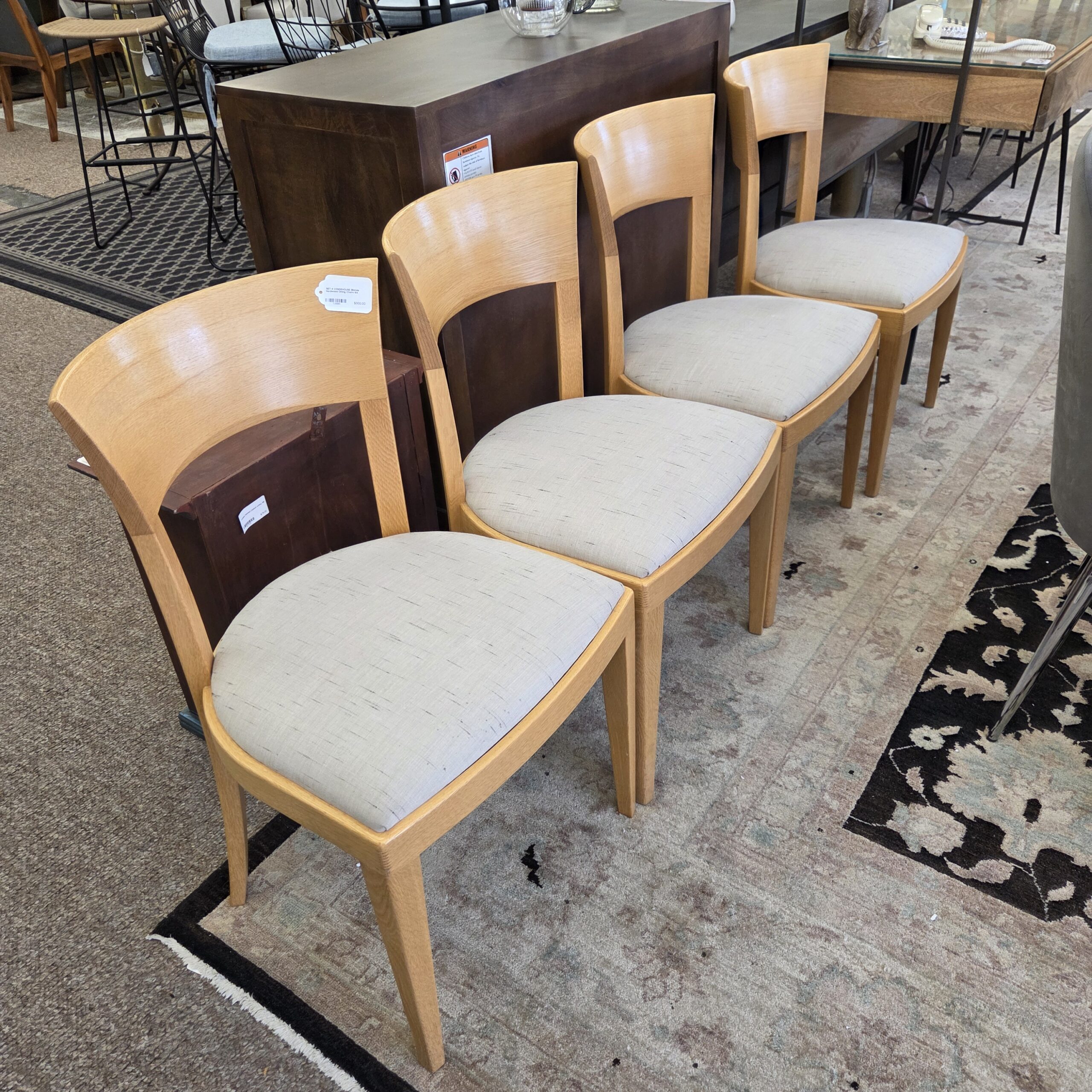 set 4 condehouse blonde hardwood dining chairs