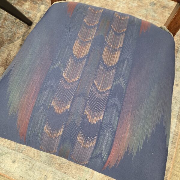 antique arts & crafts hardwood side chair w/ikat cushion