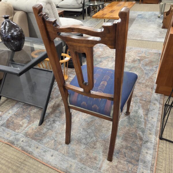 antique arts & crafts hardwood side chair w/ikat cushion