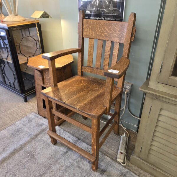 antique mission style oak counter height armchair
