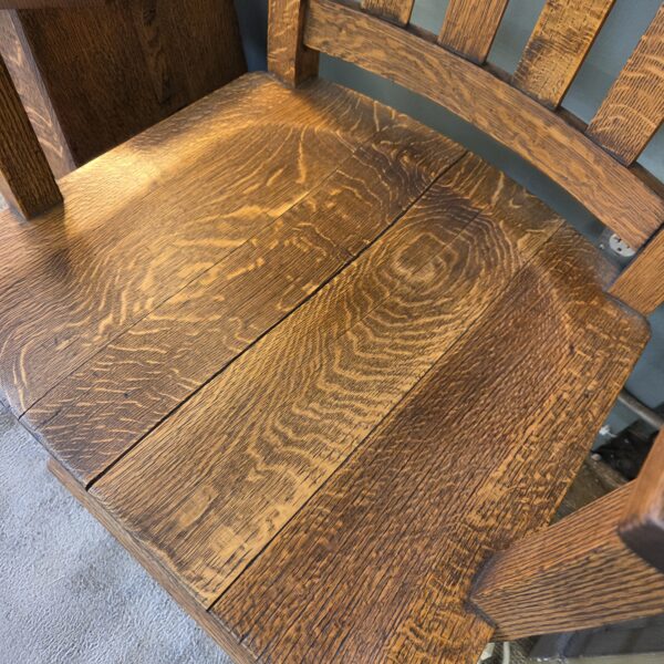 antique mission style oak counter height armchair