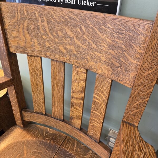 antique mission style oak counter height armchair