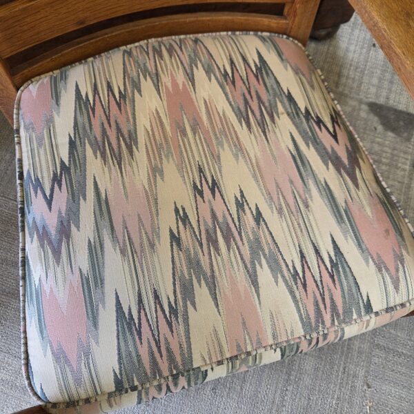 antique mission style oak armchair w/ikat cushion (as is)
