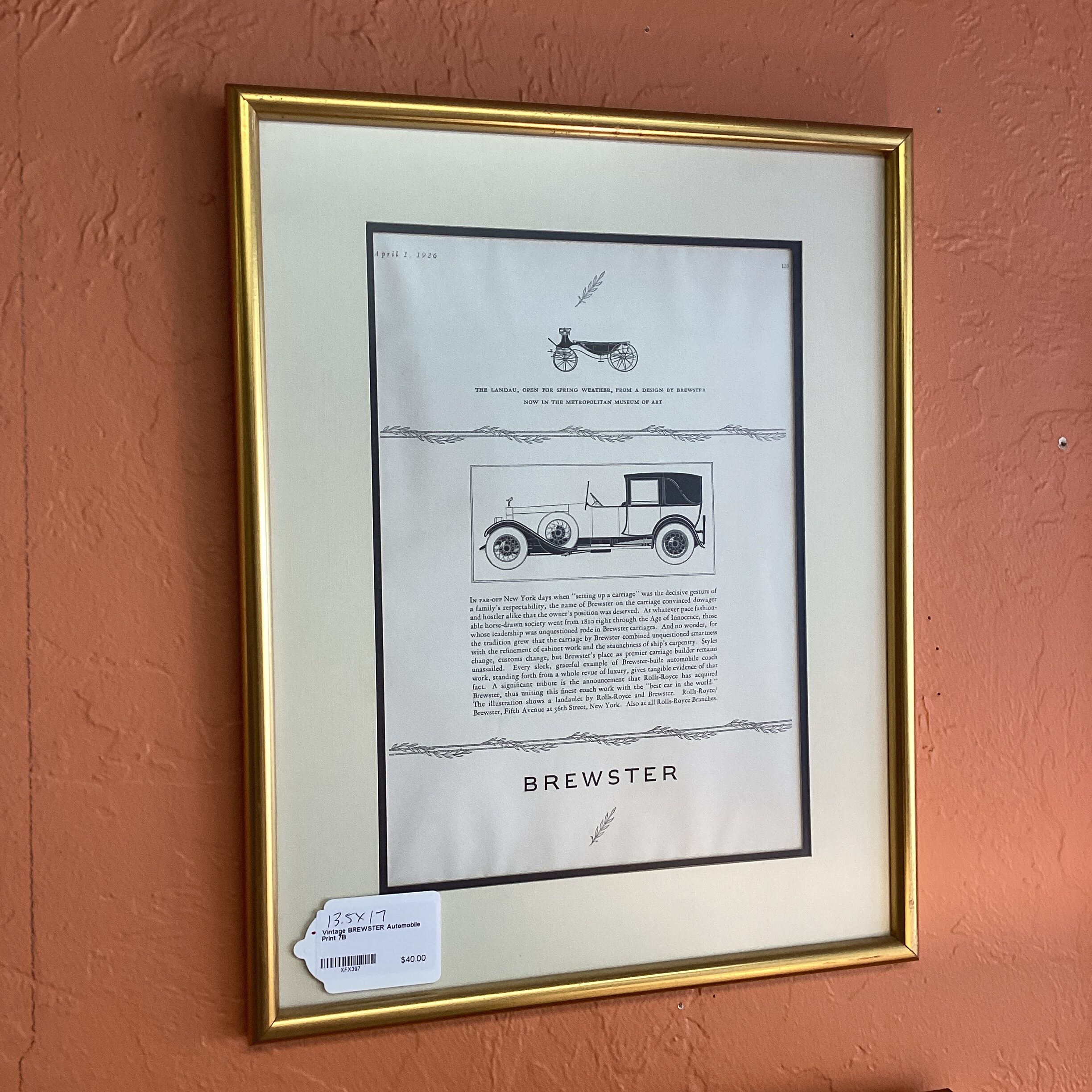 vintage brewster automobile print