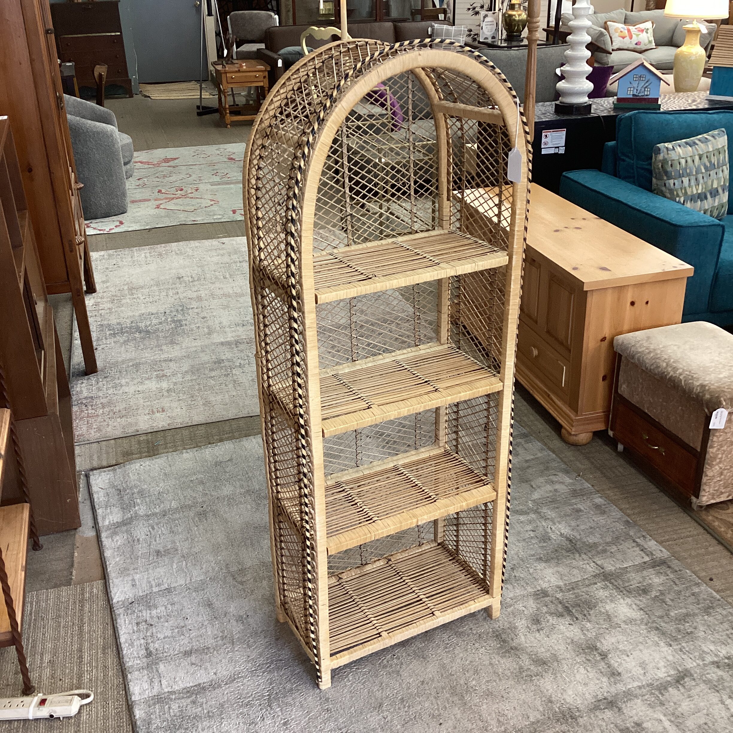 arch top rattan bookcase