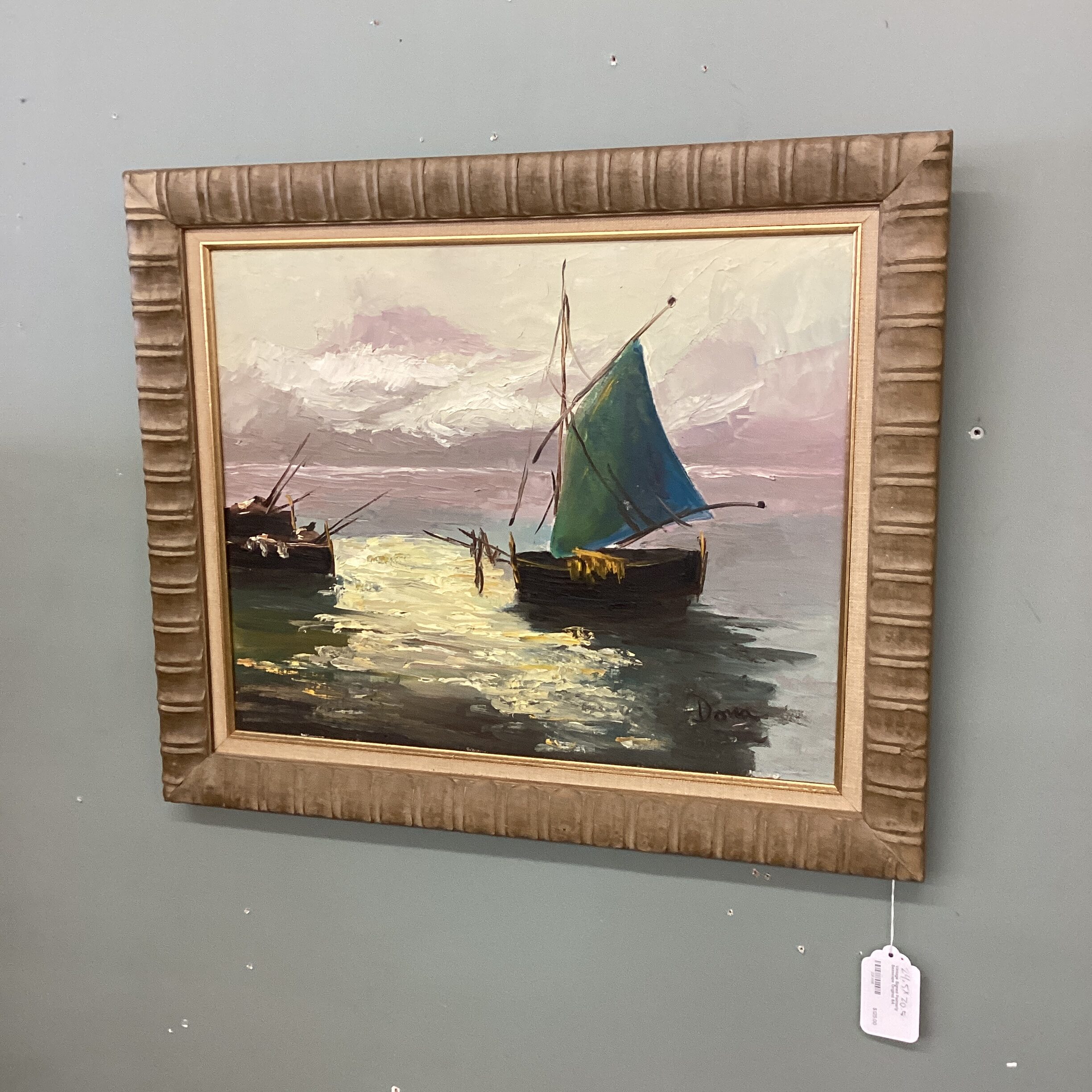 vintage signed painterly seascape original