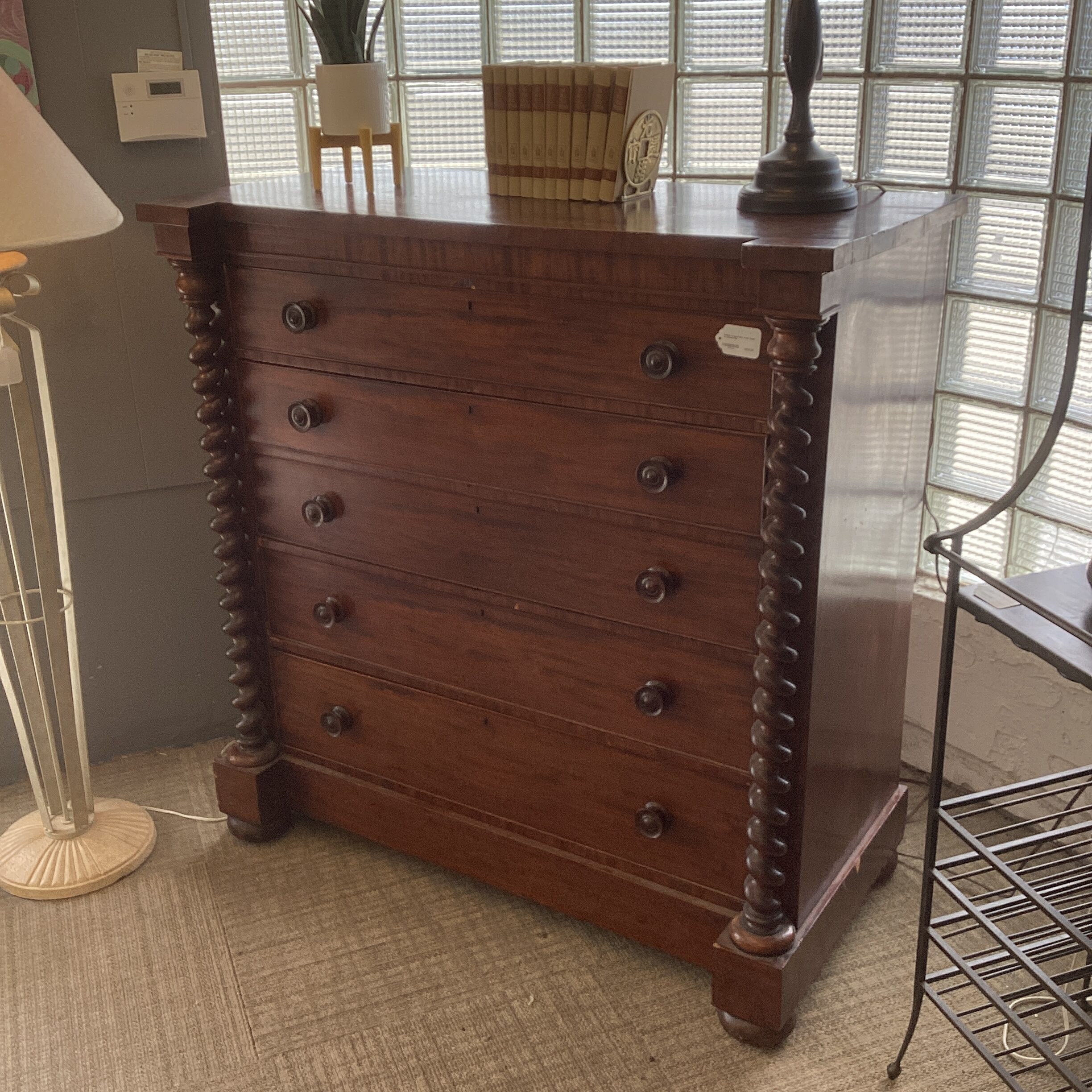 antique large barley twist chest of drawers