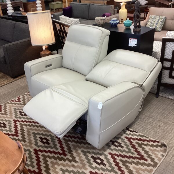 putty leather power recliner sofa