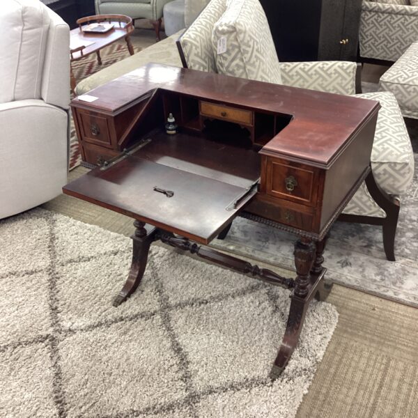 antique mahogany drop front desk w/key
