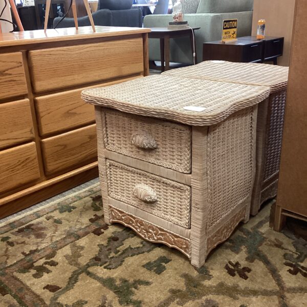 whitewash wicker nightstand