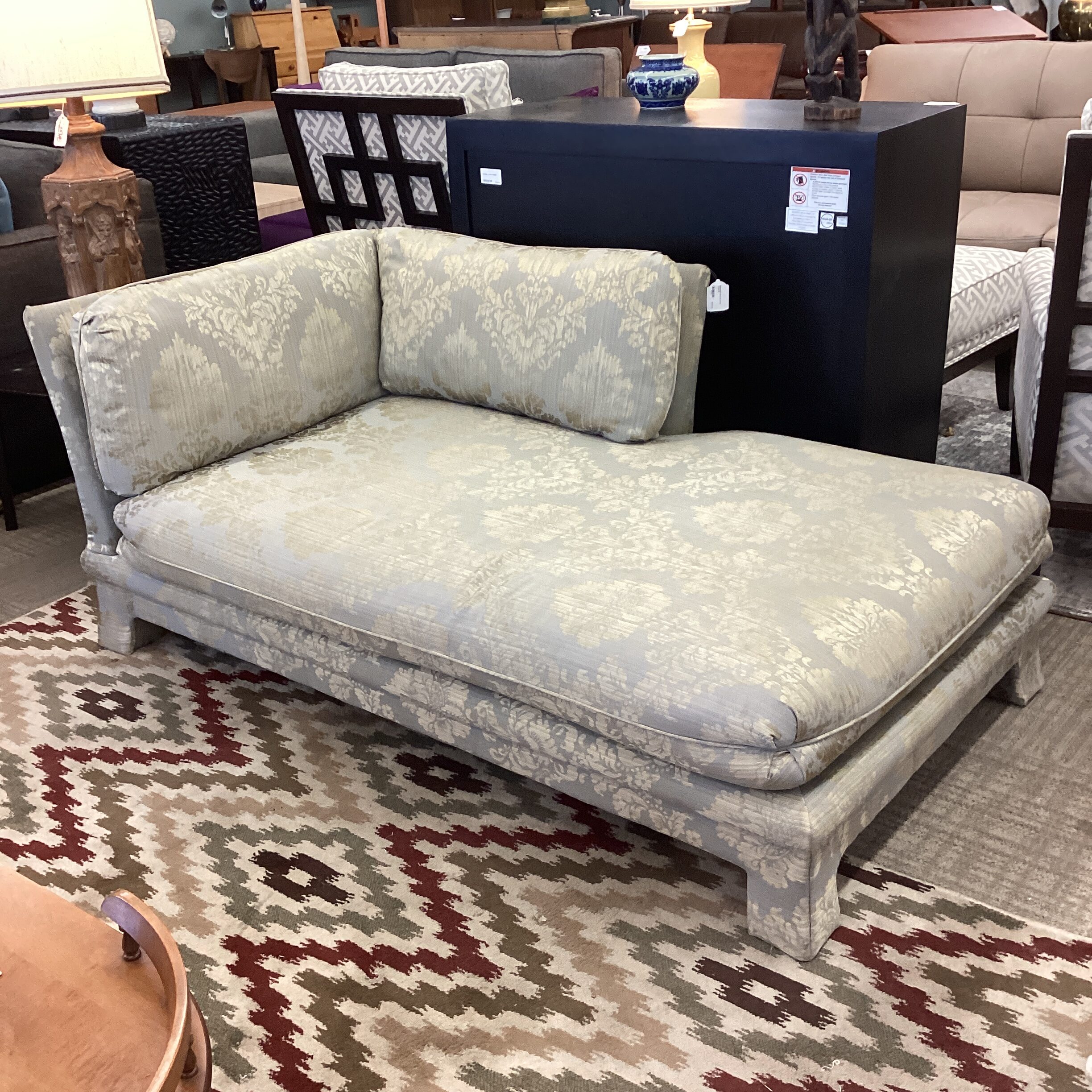 bernhardt brocade chaise lounge