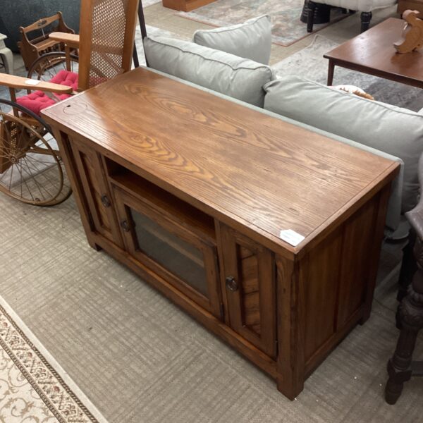 rustic wood media stand w/side storage