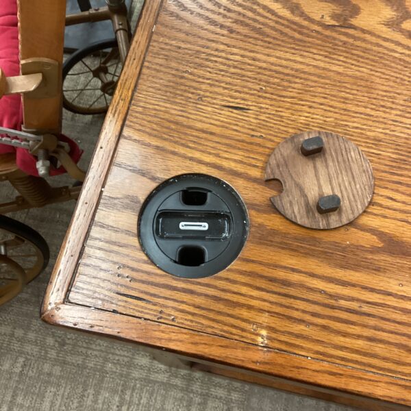 rustic wood media stand w/side storage