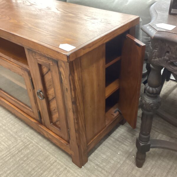 rustic wood media stand w/side storage