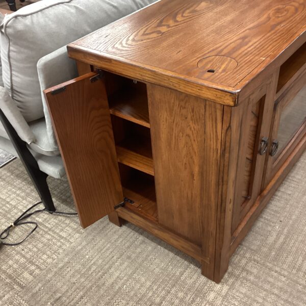 rustic wood media stand w/side storage