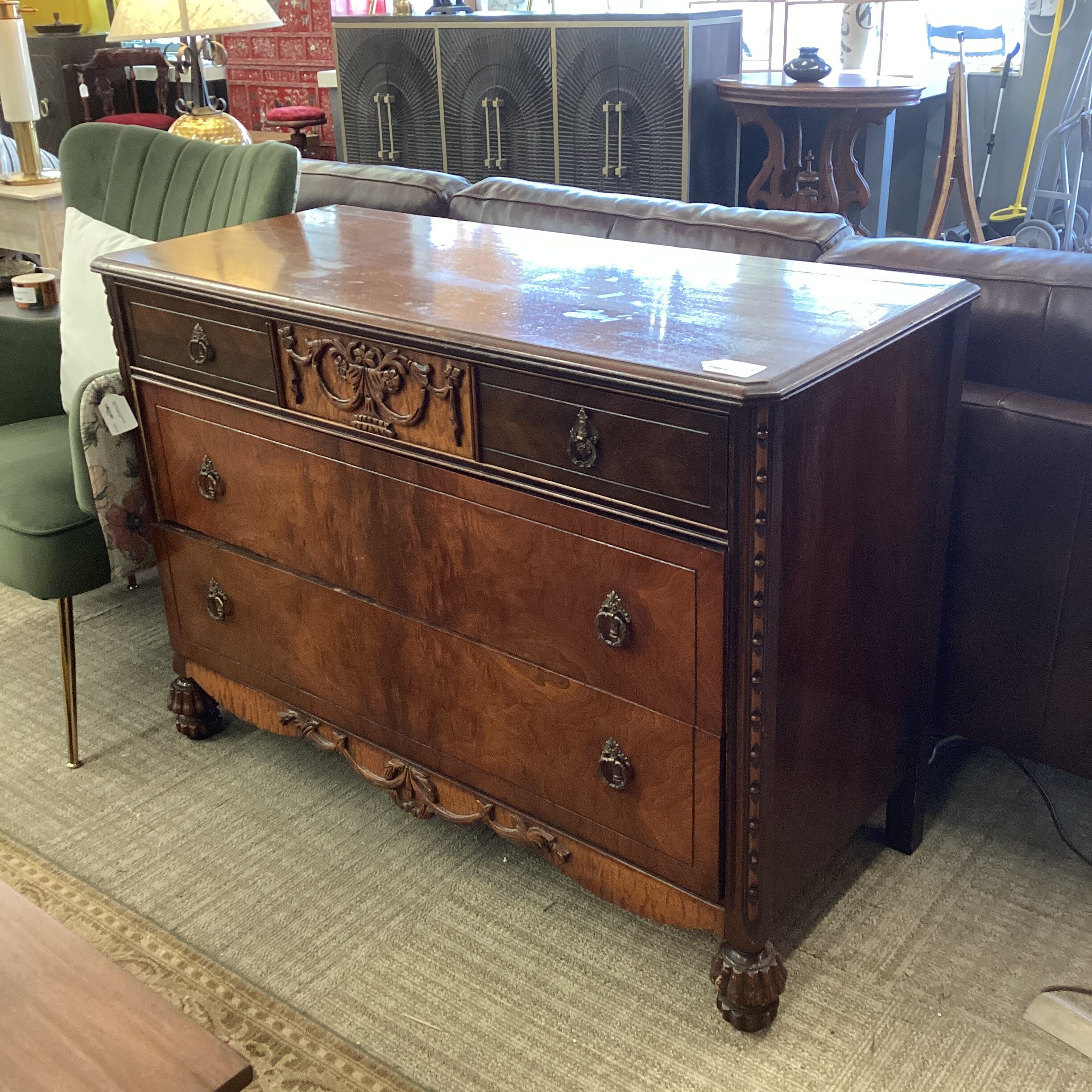 antique burl chest of drawers