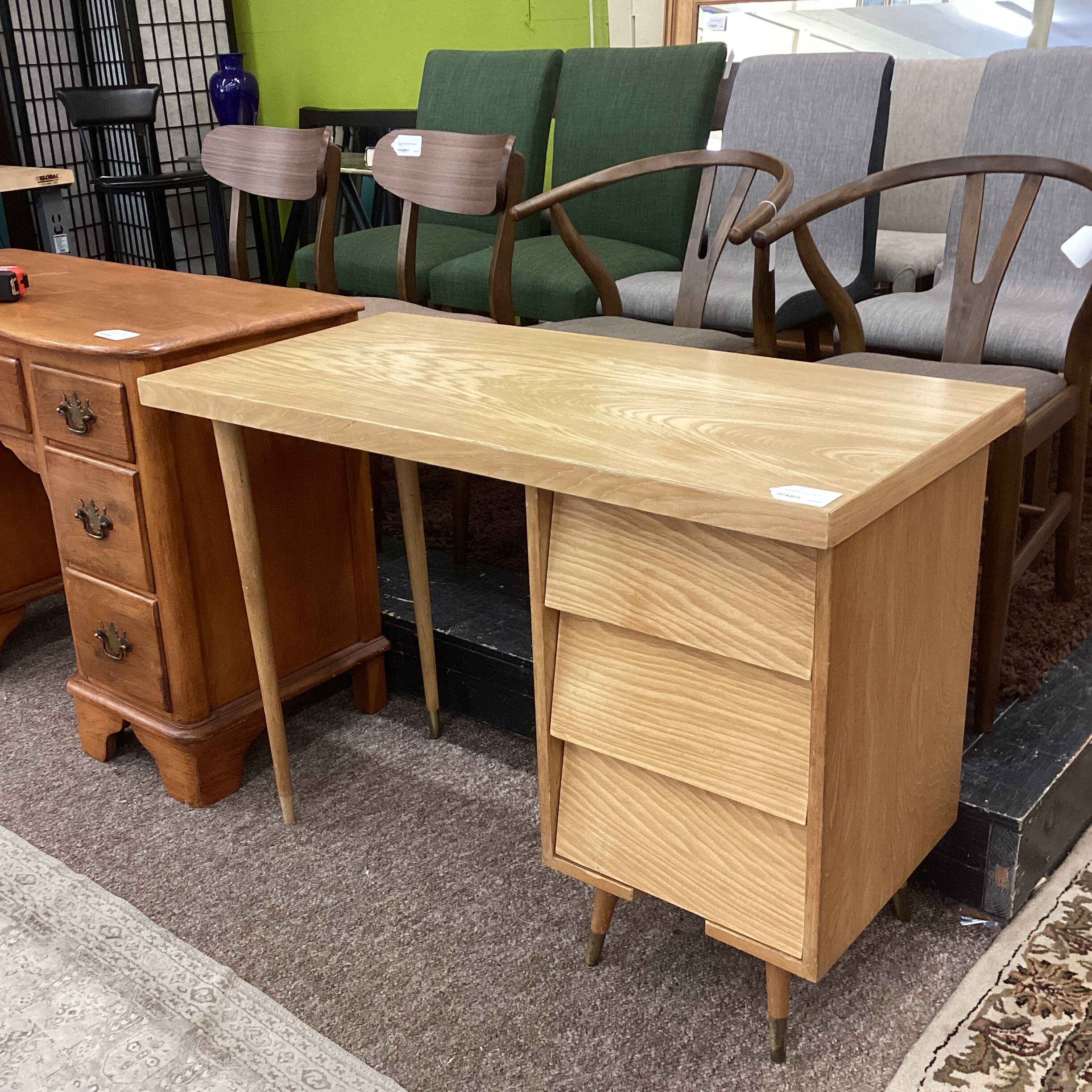 mcm blonde wood desk