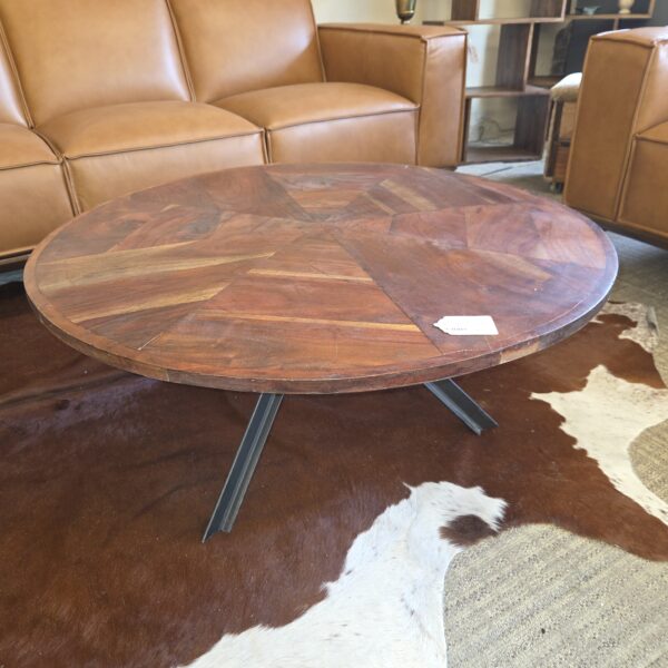 mod round industrial coffee table