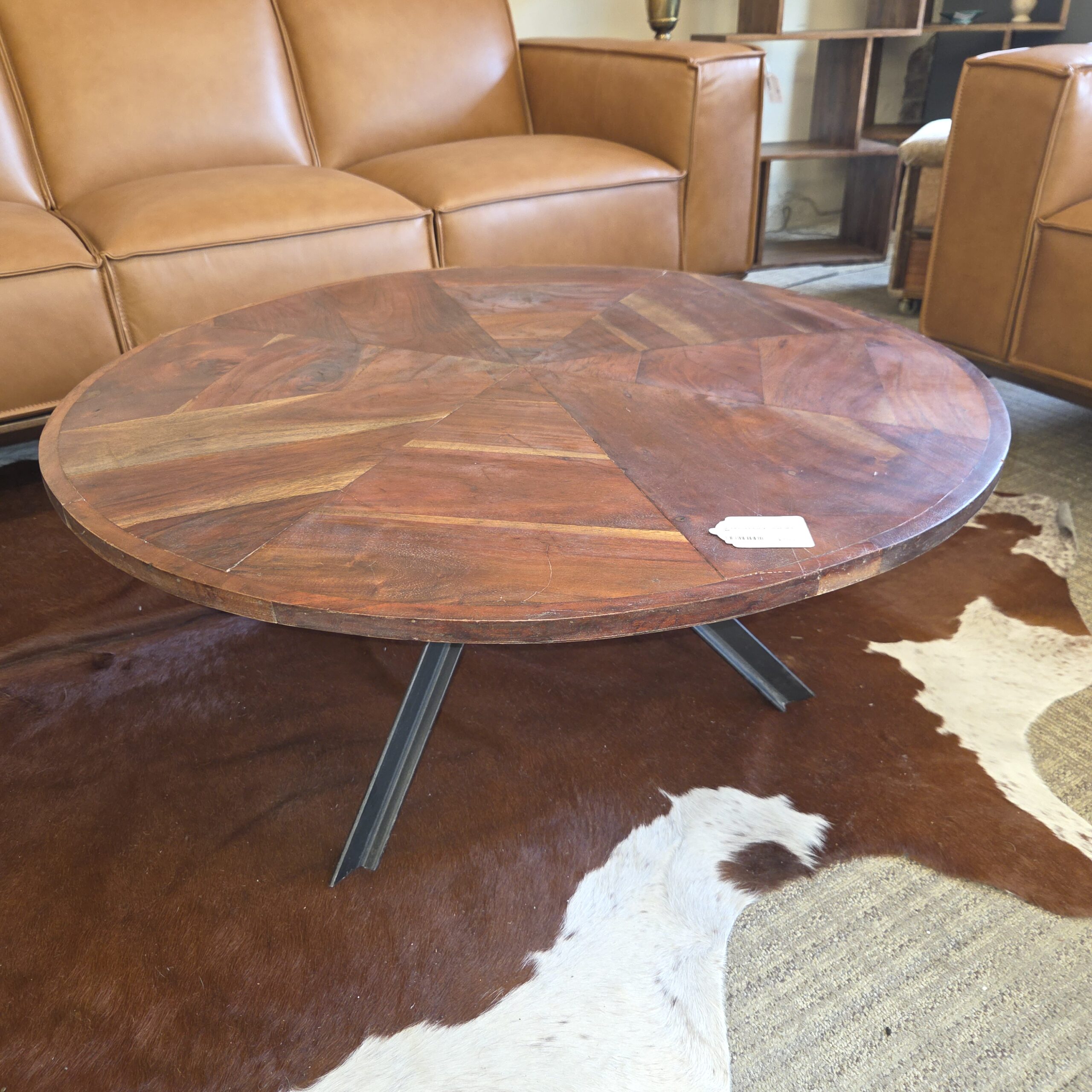 mod round industrial coffee table